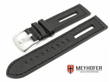 Uhrenarmband -Cordoba- 18mm schwarz genarbt mit Aussparung echt B�ffel von MEYHOFER - Bild vergr��ern 