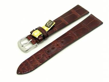 Uhrenarmband 18mm braun RIOS f�r Patek Philippe u.a. echt Alligator gl�nzend (Schlie�enansto� 14 mm) - Bild vergr��ern 