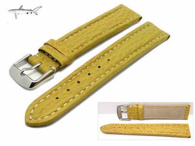 Uhrenarmband 24mm gelb echt Hai wei�e Naht (Schlie�enansto� 22 mm) - Bild vergr��ern 