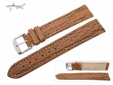 Uhrenarmband 18mm braun echt Hai wei�e Naht (Schlie�enansto� 18 mm) - Bild vergr��ern 