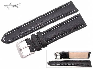 Uhrenarmband XL 18mm schwarz echt Hai wei�e Naht (Schlie�enansto� 18 mm) - Bild vergr��ern 