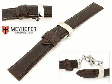 Uhrenarmband -Lissabon- 21mm dunkelbraun  genarbt echt B�ffel mit Butterflyfaltschlie�e von MEYHOFER - Bild vergr��ern 