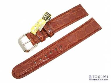 Uhrenarmband 20mm mittelbraun RIOS echt Krokodil (Schlie�enansto� 18 mm) - Bild vergr��ern 