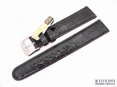 Uhrarmband 16mm schwarz RIOS echt Krokodil (Schlie�enansto� 14 mm) - Bild vergr��ern 