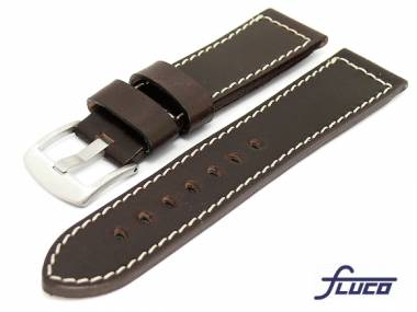 Uhrenarmband -Cordovan- 24mm dunkelbraun glatt helle Naht von Fluco - Bild vergr��ern 