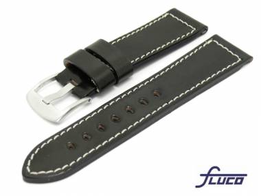 Uhrenarmband -Cordovan- 24mm schwarz glatt helle Naht von Fluco - Bild vergr��ern 