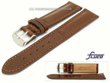 Uhrenarmband -Cordovan- 22mm braun glatt Wulst von Fluco - Bild vergr��ern 