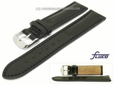 Uhrenarmband -Cordovan- 18mm schwarz glatt Wulst von Fluco - Bild vergr��ern 