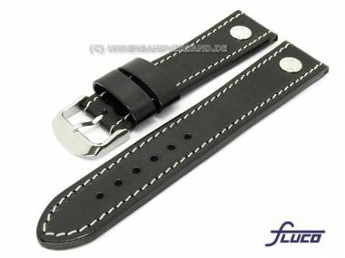 Uhrenarmband -Sattelleder- 18mm schwarz robust glatt helle Naht mit Niete von Fluco - Bild vergr��ern 