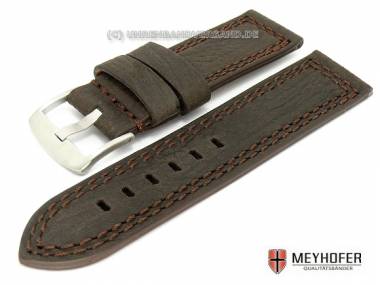 Uhrenarmband -Locarno- 26mm dunkelbraun besondere Narbung Doppelnaht robust von MEYHOFER - Bild vergr��ern 