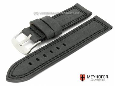 Uhrenarmband -Locarno- 28mm schwarz besondere Narbung Doppelnaht robust von MEYHOFER - Bild vergr��ern 