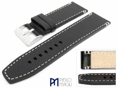Uhrenband -Aviator- 26mm schwarz Fliegerbandoptik wei�e Naht von Piero Magli (Schlie�enansto� 24 mm) - Bild vergr��ern 