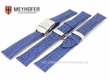 Uhrenband -Calais- 17mm blau echt Hai helle Naht Faltschlie�e (3 Versionen w�hlbar) von MEYHOFER - Bild vergr��ern 