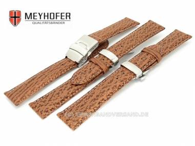 Uhrenband -Calais- 17mm braun echt Hai helle Naht Faltschlie�e (3 Versionen w�hlbar) von MEYHOFER - Bild vergr��ern 