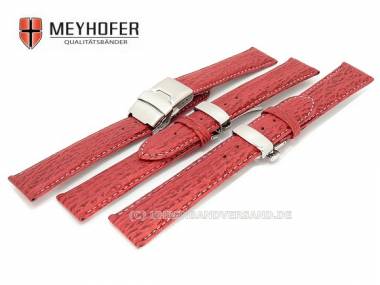 Uhrenband -Calais- 17mm rot echt Hai helle Naht Faltschlie�e (3 Versionen w�hlbar) von MEYHOFER - Bild vergr��ern 