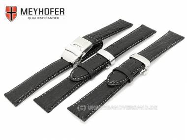 Uhrenband -Calais- 18mm schwarz echt Hai helle Naht Faltschlie�e (3 Versionen w�hlbar) von MEYHOFER - Bild vergr��ern 
