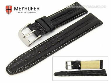 Uhrenarmband -Livorno- 18mm schwarz echt Hai helle Naht mit Easy Change System von MEYHOFER - Bild vergr��ern 