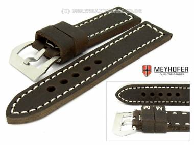 Uhrenarmband -Trondheim- 26mm dunkelbraun Antik-Look helle Kontrastnaht von MEYHOFER - Bild vergr��ern 
