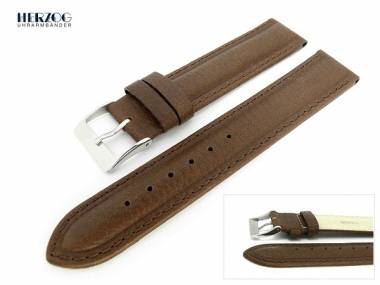Uhrenarmband 22mm braun von Herzog -Nappa- Mittelwulst abgen�ht - Bild vergr��ern 