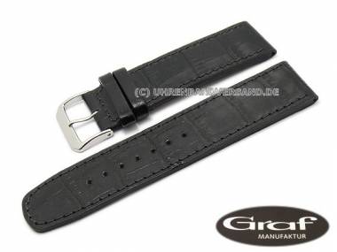 Uhrenarmband -Olympia- 24mm schwarz Alligator-Pr�gung rustikal von Graf (Schlie�enansto� 22 mm) - Bild vergr��ern 