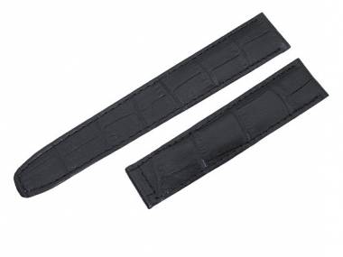 Uhrenarmband f�r Cartier Faltschlie�e 18mm schwarz Kroko-Narbung matt - Bild vergr��ern 