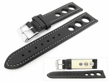 Uhrenarmband 22mm schwarz -Rally- mit Lochmuster - Bild vergr��ern 