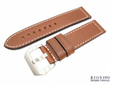 Uhrenarmband 26mm braun RIOS u.a. f�r OFFICINE PANERAI glatt wei�e Naht - Bild vergr��ern 
