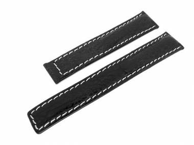 Uhrenarmband 18mm schwarz Barington echt Hai wei�e Naht f�r Breitling - Bild vergr��ern 