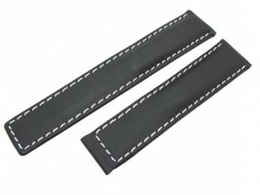 Uhrenarmband 20mm schwarz Barington glatt wei�e Naht f�r Breitling - Bild vergr��ern 