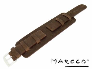 Uhrenband -Biker- 24mm dunkelbraun mit Lederunterlage Used Look von Marcco - Bild vergr��ern 