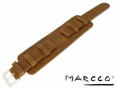 Uhrenband -Biker- 22mm goldbraun mit Lederunterlage Used Look von Marcco - Bild vergr��ern 
