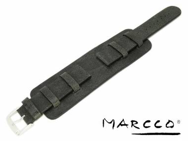 Uhrenband -Biker- 22mm schwarz mit Lederunterlage Used Look von Marcco - Bild vergr��ern 