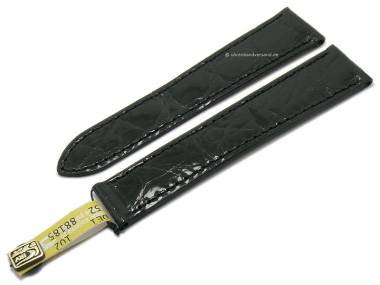 Uhrenarmband f�r Cartier Faltschlie�e 17mm schwarz Barington echt Kroko (Schlie�enansto� 16 mm) - Bild vergr��ern 