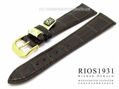 Uhrenarmband 18mm dunkelbraun RIOS f�r Patek Philippe echt Alligator matt (Schlie�enansto� 14 mm) - Bild vergr��ern 