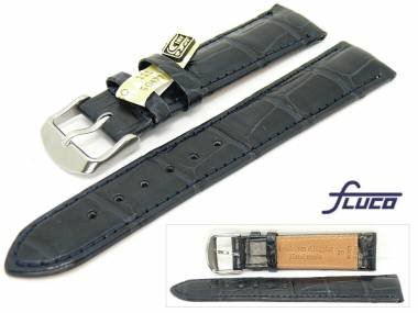 Uhrenarmband XL 20mm dunkelblau echt Louisiana Alligator von Fluco (Schlie�enansto� 18 mm) - Bild vergr��ern 