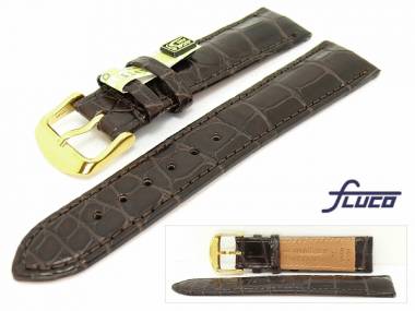 Uhrenarmband XL 18mm dunkelbraun echt Louisiana Alligator von Fluco (Schlie�enansto� 16 mm) - Bild vergr��ern 