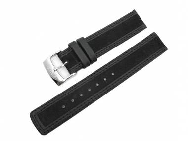 Uhrenarmband 18mm schwarz von Herzog -Balance- samtartig Doppelnaht - Bild vergr��ern 