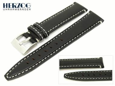 Uhrenarmband 22mm schwarz von Herzog -Torino- glatt wei�e Naht - Bild vergr��ern 