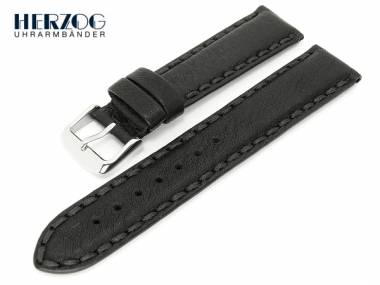 Uhrenarmband 22mm schwarz von Herzog -Chronograph- fein genarbt robust handgen�ht - Bild vergr��ern 
