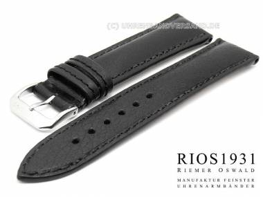Uhrarmband 18mm schwarz RIOS echt B�ffel genarbt abgen�ht (Schlie�enansto� 16 mm) - Bild vergr��ern 