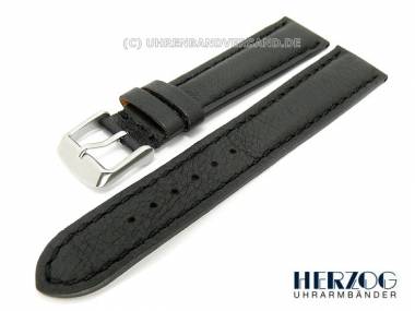 Uhrenarmband -Hirsch-Chrono- 22mm schwarz echt Hirsch fein genarbt von Herzog - Bild vergr��ern 