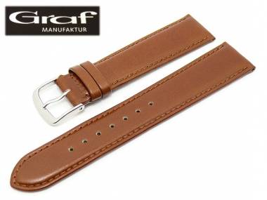 Uhrenarmband -Rodeo- 22mm mittelbraun glatt Boxkalbleder von Graf (Schlie�enansto� 18 mm) - Bild vergr��ern 