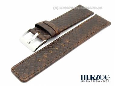 Uhrenarmband -Python- 22mm braun von Herzog Python-Pr�gung abgen�ht - Bild vergr��ern 