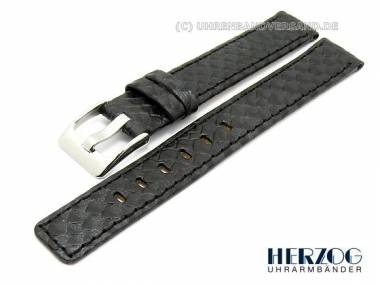 Uhrenarmband -Python- 14mm schwarz von Herzog Python-Pr�gung abgen�ht - Bild vergr��ern 