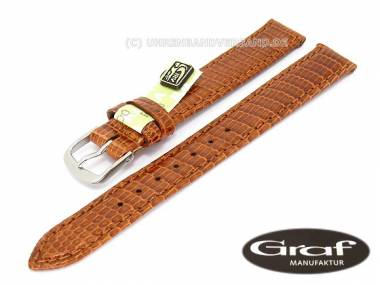 Uhrenarmband -Manhattan- 12mm goldbraun echt Eidechse gl�nzend von Graf (Schlie�enansto� 10 mm) - Bild vergr��ern 
