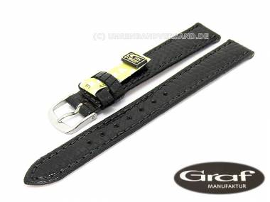 Uhrenarmband -Manhattan- 15mm schwarz echt Eidechse gl�nzend von Graf (Schlie�enansto� 14 mm) - Bild vergr��ern 