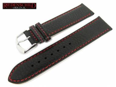 Ersatzuhrband Riedenschild 22mm schwarz genarbt rote Naht - Bild vergr��ern 