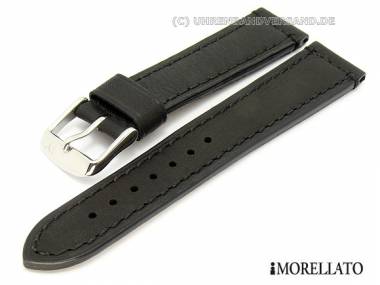 Uhrarmband 22mm schwarz -Caravaggio- Fliegerband-Stil abgen�ht glatt  von MORELLATO - Bild vergr��ern 