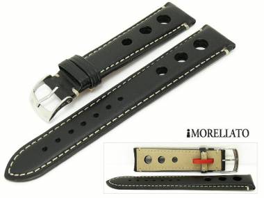Uhrarmband 18mm schwarz Racing-Design glatt wei�e Naht von MORELLATO - Bild vergr��ern 