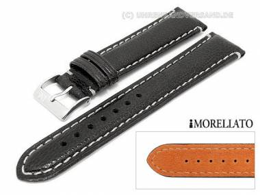 Uhrarmband -Rousseau- 20mm schwarz B�ffelleder genarbt helle Naht von MORELLATO - Bild vergr��ern 